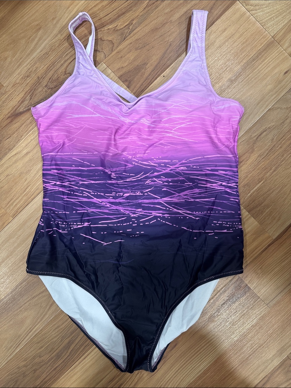 Women's Ombre Pink to Black One-Piece Swimsuit